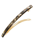 Long, marbled gray and charcoal hair clip featuring a French barrette style clasp, ideal for fine to medium hair - Long & Skinny Barrette, Onyx.