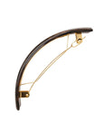 Side view of a metallic brown France Luxe large barrette, with a spacious clasp for thick hair.