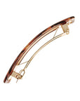 Side view of a brown France Luxe Classic French Barrette, ideal for most hair types.