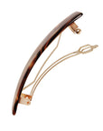 Medium hair clip featuring a classic French barrettes style clasp, ideal for most hair types - Classic Rectangle Barrette, textured bronze and amber.