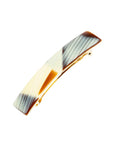 France Luxe medium, horn inspired blend of creamy ivory, warm caramel, and chestnut brown barrette for women - Classic Rectangle Barrette, Natural Horn.