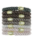 Grab & Go Pony, 8 Pack Hair Ties - Metallic Bead