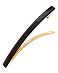 Long, classic black hair clip featuring a French barrette style clasp, ideal for fine to medium hair - Long & Skinny Barrette, Black.