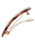 Medium hair clip featuring a classic French barrettes style clasp, ideal for most hair types - Classic Rectangle Barrette, warm caramel and amber.