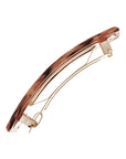 Side view of a brown France Luxe Classic French Barrette, ideal for most hair types.