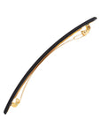 Side view of a black France Luxe long barrette, ideal for fine to medium hair.