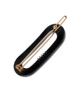 Small, classic black French clip featuring a ball and post clasp, ideal for fine hair or small sections - Mini Oval on Tige Boule Barrette, Black.