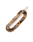 Small, golden sand and rich brown French clip featuring a ball and post clasp, ideal for fine hair or small sections - Mini Oval on Tige Boule Barrette, Lasco.
