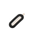 France Luxe small, classic black barrette for women - Mini Oval on Tige Boule Barrette, Black.