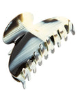 France Luxe large, horn inspired blend of cream and black claw hair clip for women - Large Couture French Claw Clip, Black Horn.