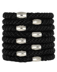 L. Erickson hair ties, 8 pack of Grab & Go ponytail holders, Thick, black & silver hair bands.