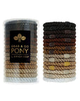 L. Erickson hair ties for thick hair, 15 pack Grab & Go Pony Tube with brown hair bands.
