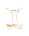 Side view of a white France Luxe large claw hair clip, ideal for thick or curly hair.