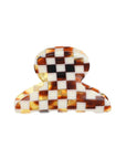 Mini, French claw hair clip ideal for fine hair or small sections - Mini Couture French Claw Clip, Damier, checkered tortoise and ivory.