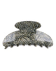 Large, French claw hair clip ideal for thick or curly hair - Large Couture French Claw Clip, Opera Silver, pixelated mosaic of silver with black.