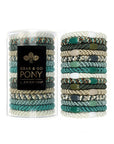 L. Erickson hair ties for thick hair, 15 pack Grab & Go Pony Tube with green hair bands.