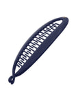 Navy Blue banana clip with interlocking clasp, for a cascading 80's hair style