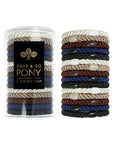 L. Erickson hair ties, 15 pack of Grab & Go Pony Tube, Thick, blue, brown, black, ivory hair bands.