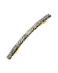 France Luxe long, pixelated mosaic of silver with black barrette for women - Long & Skinny Barrette, Opera Silver.