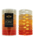 L. Erickson hair ties, 15 pack of Grab & Go Pony Tube, Thick, orange, ivory hair bands.