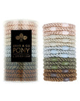 L. Erickson hair ties for thick hair, 15 pack Grab & Go Pony Tube with neutral multi hair bands.