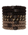 Thick, dark brown hair ties by L. Erickson, 8 pack