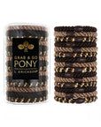 L. Erickson hair ties, 15 pack of Grab & Go Pony Tube, Thick, brown hair bands.
