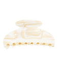 Large, French claw hair clip ideal for thick or curly hair - Large Couture French Claw Clip, Alba, marbled ivory white.