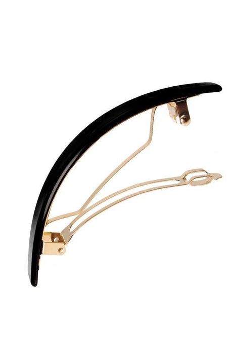 France Luxe Narrow Rectangle Volume Barrette, Classic Black, cellulose acetate and French barrette clasp, open clasp