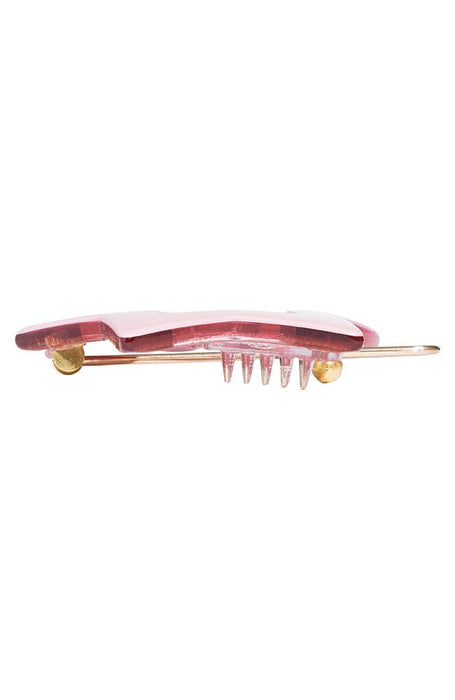 Side view of star barrette, petal pink, by France Luxe