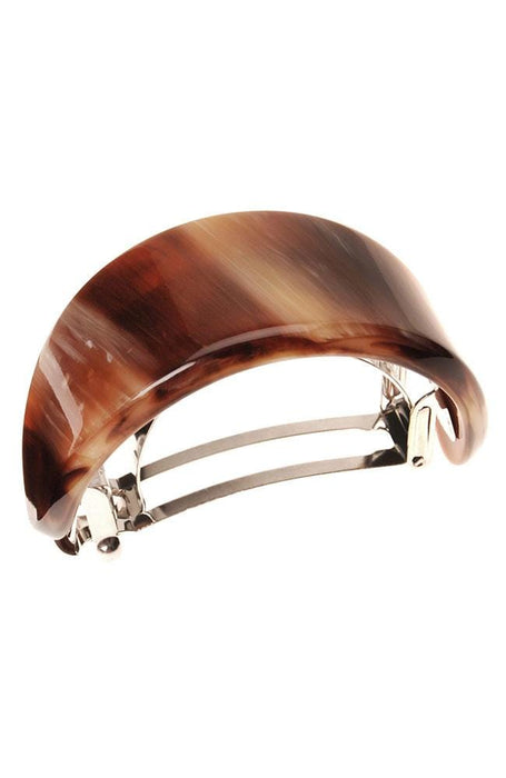 France Luxe Ponytail Barrette, Classic Caramel Horn, cellulose acetate and French barrette clasp