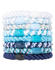 Thick, white & blue hair ties by L. Erickson, 8 pack