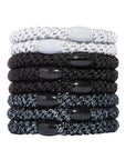 Thick, Silver & Black Hair Ties by L. Erickson, 8 Grab and Go Ponytail Holders, strong hold for thick hair.