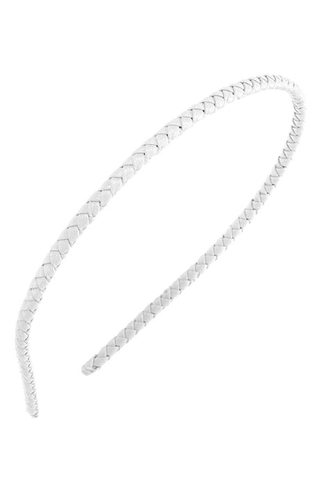 Braided Skinny Headband by L. Erickson, White 