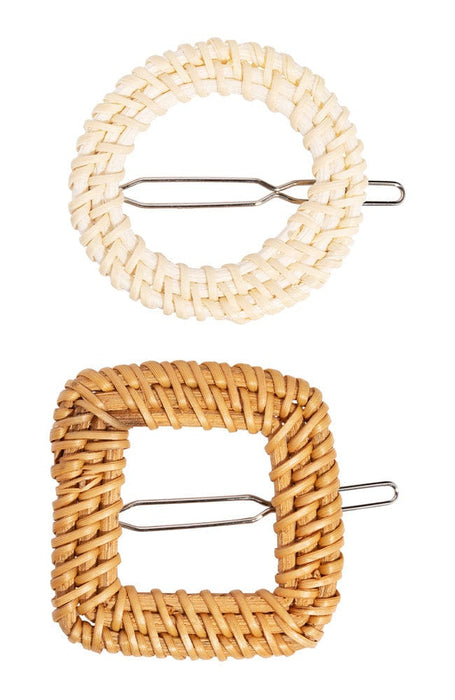 Natural Hair Clips Set, Straw on Tige Boule Barrette clasp