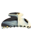 Large, French claw hair clip ideal for thick or curly hair - Large Couture French Claw Clip, Black Horn, horn inspired blend of cream and black.