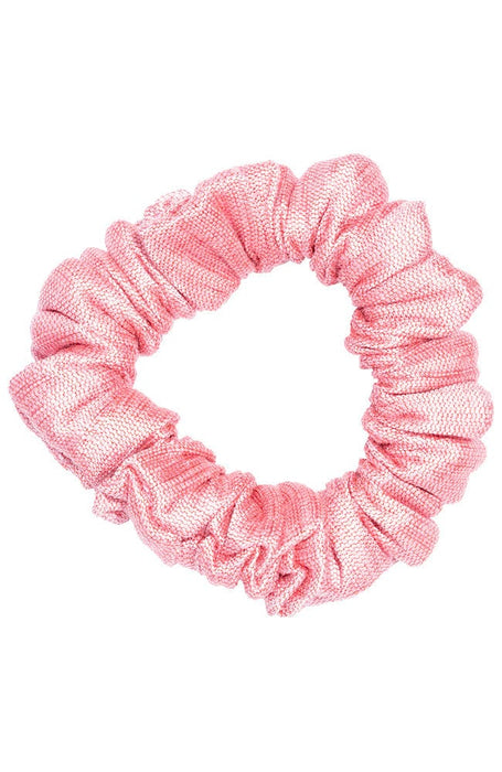Small Matka Flamingo Pink Scrunchie Hair Tie, Natural 100% Silk Linen, by L. Erickson USA