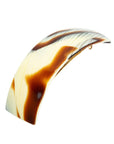 France Luxe large, horn inspired blend of creamy ivory, warm caramel, and chestnut brown barrette for women - Rectangle Volume Barrette, Natural Horn.