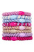 Thick, colorful hair ties by L. Erickson, include pink, purple, blue, gold.