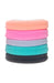 Thick workout hair ties, Colorful Sport Ponytail Pack by L. Erickson. Hair bands include: peach, pink, purple, teal, grey