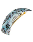 France Luxe large, light blue, faux shell barrette for women - Rectangle Volume Barrette, South Sea.