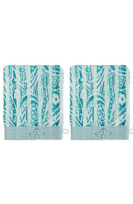 Teal Blue Bath Mitts, 2 pack, 100% Cotton, by France Luxe Body