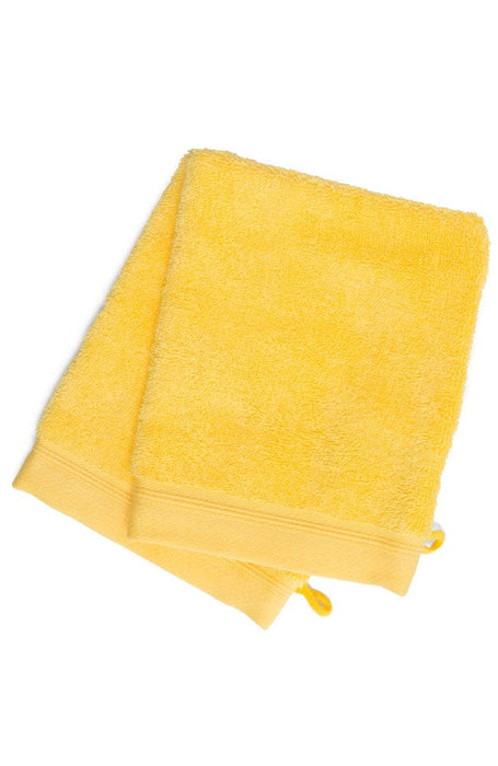 Yellow Bath Mitts, 2 pack, 100% Cotton, by France Luxe Body