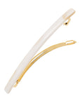 Long, marbled ivory white hair clip featuring a French barrette style clasp, ideal for fine to medium hair - Long & Skinny Barrette, Alba.