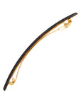 Side view of a metallic brown France Luxe long barrette, ideal for fine to medium hair.