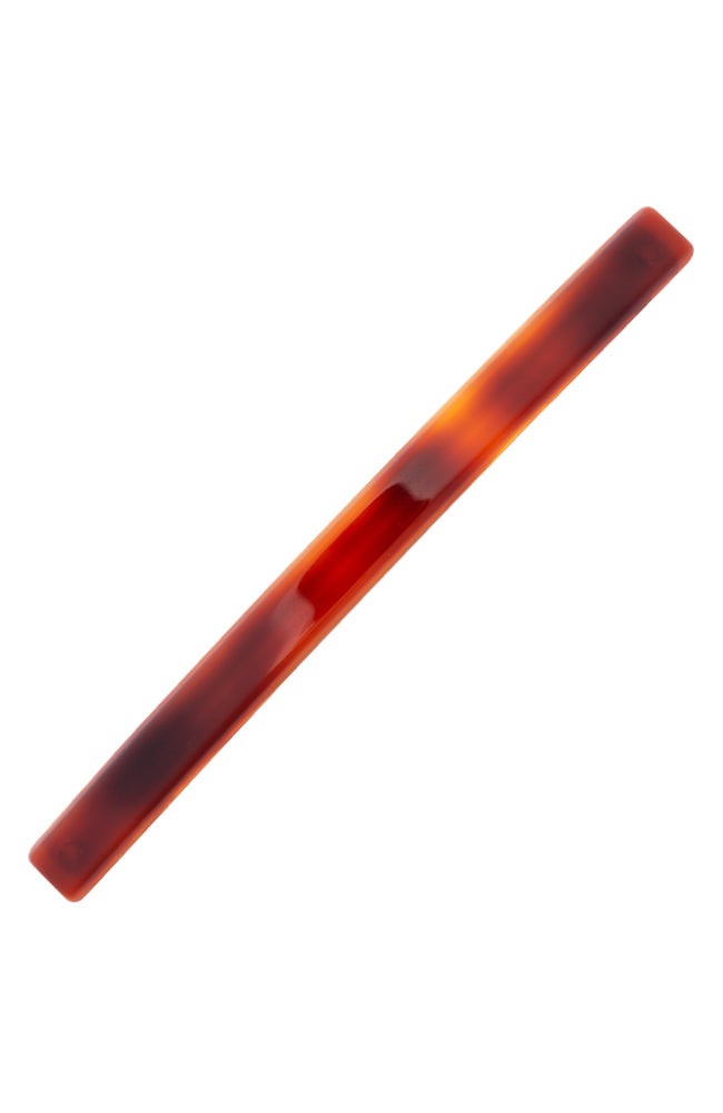 Long, French barrette ideal for fine to medium hair - Long &amp; Skinny Barrette, Tortoise, rich amber and mahogany brown.