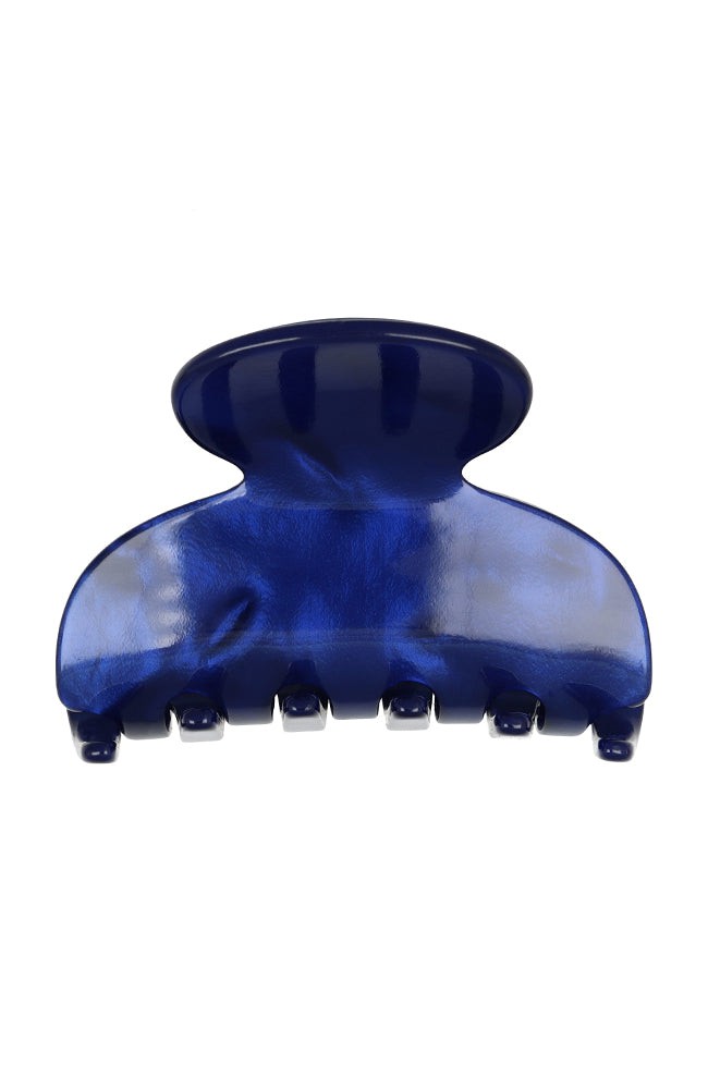Small, French claw hair clip ideal for fine hair or small sections - Small Couture French Claw Clip, Nacro Ocean, marbled navy and pearlescent indigo.