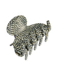 France Luxe small, pixelated mosaic of silver with black claw hair clip for women - Small Couture French Claw Clip, Opera Silver.