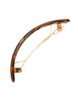 Side view of a brown France Luxe large barrette, with a spacious clasp for thick hair.
