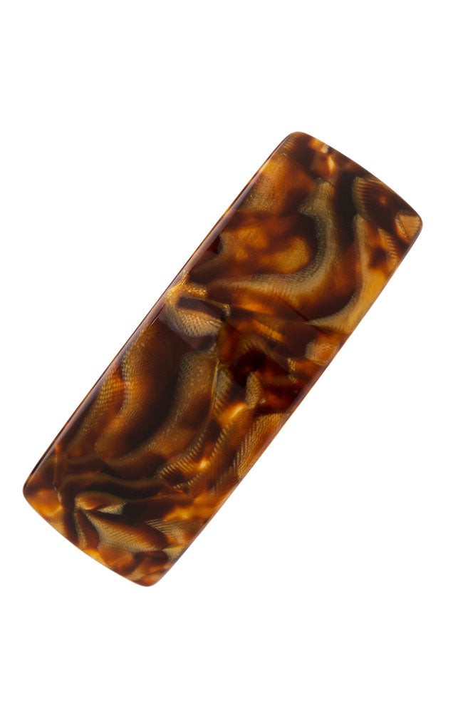 Large, French barrette ideal for thick hair - Rectangle Volume Barrette, Africa, textured bronze and amber.